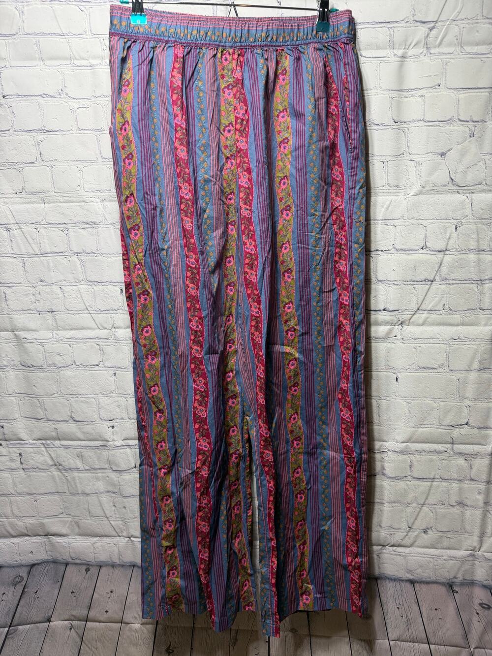 Natural Life Floral & Striped Pull-On Pant Sz S NWOT Boho Whimsigoth